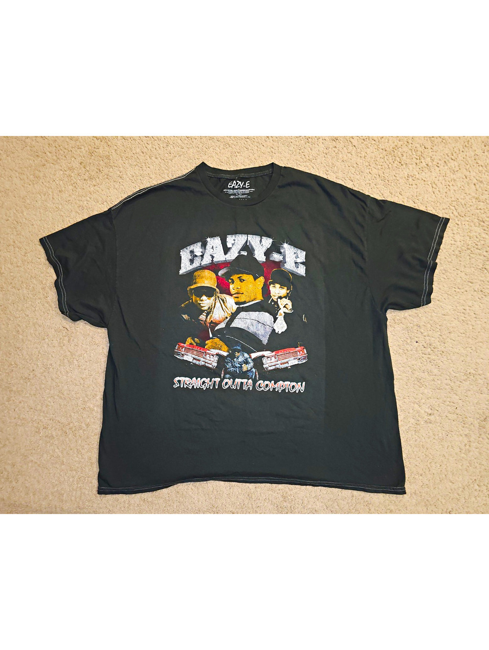 Eazy-E Straight Outta Compton Ruthless Records Graphic Tee Black Size 2XL